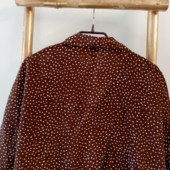 Brown Satin Oversized Plus Shirt - Picture 7 of 13